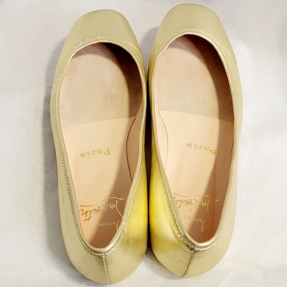 Christian LOUBOUTIN Gold Leather Ballet Style Flats 36 - Picture 7 of 8